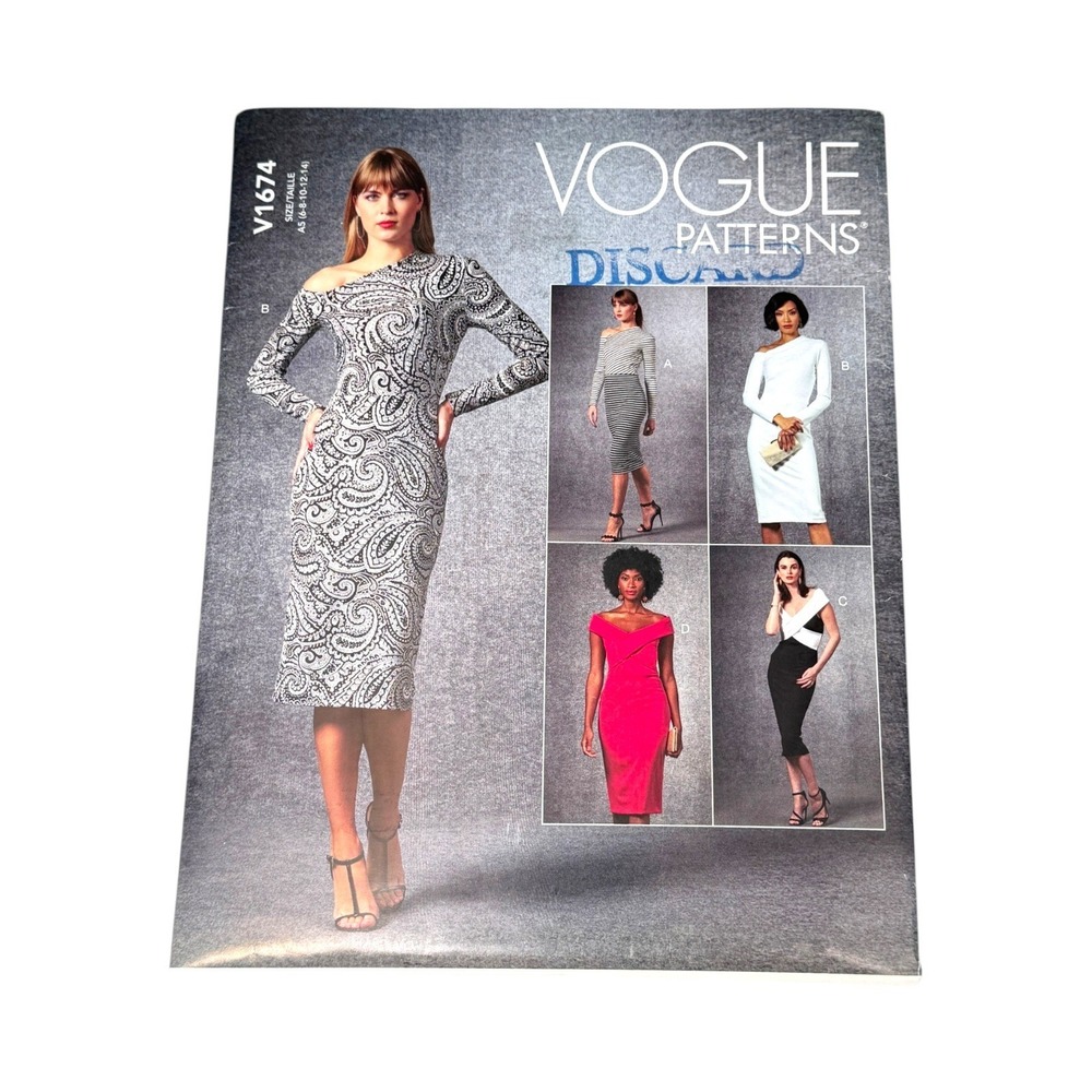 Vogue V1674 Sewing Pattern Lined Close Fitting Dresses Size 6-14 New Uncut